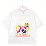 croptop biały z grafiką sailor moon księżyc