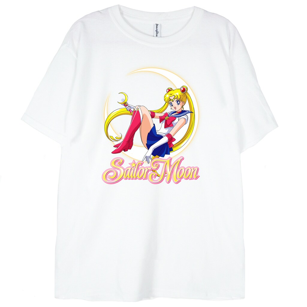 t-shirt biały z grafiką sailor moon usagi