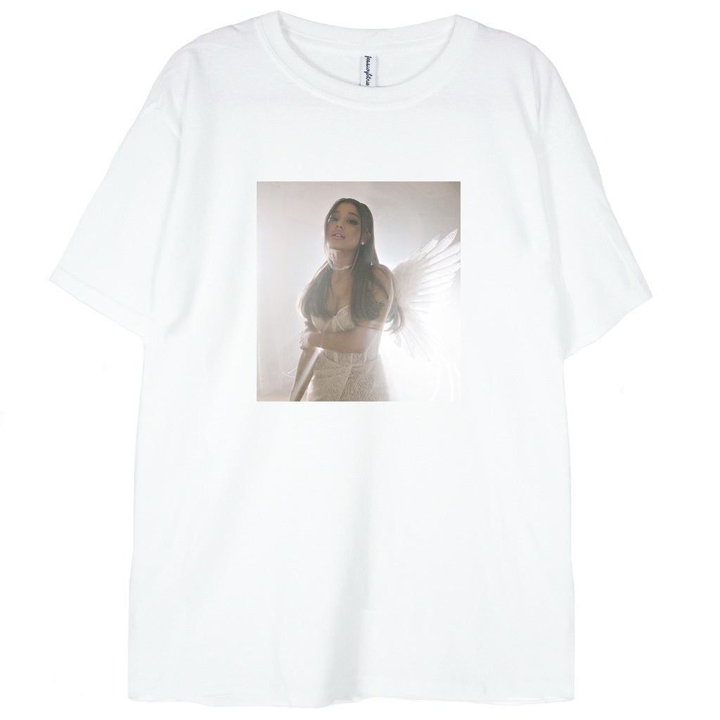 t-shirt biały z grafiką ariana grande angel