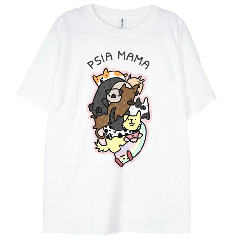 t-shirt biały z grafiką psia mama