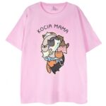 t-shirt różowy z grafiką kocia mama