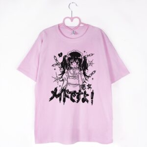 różowa koszulka harajuku girl