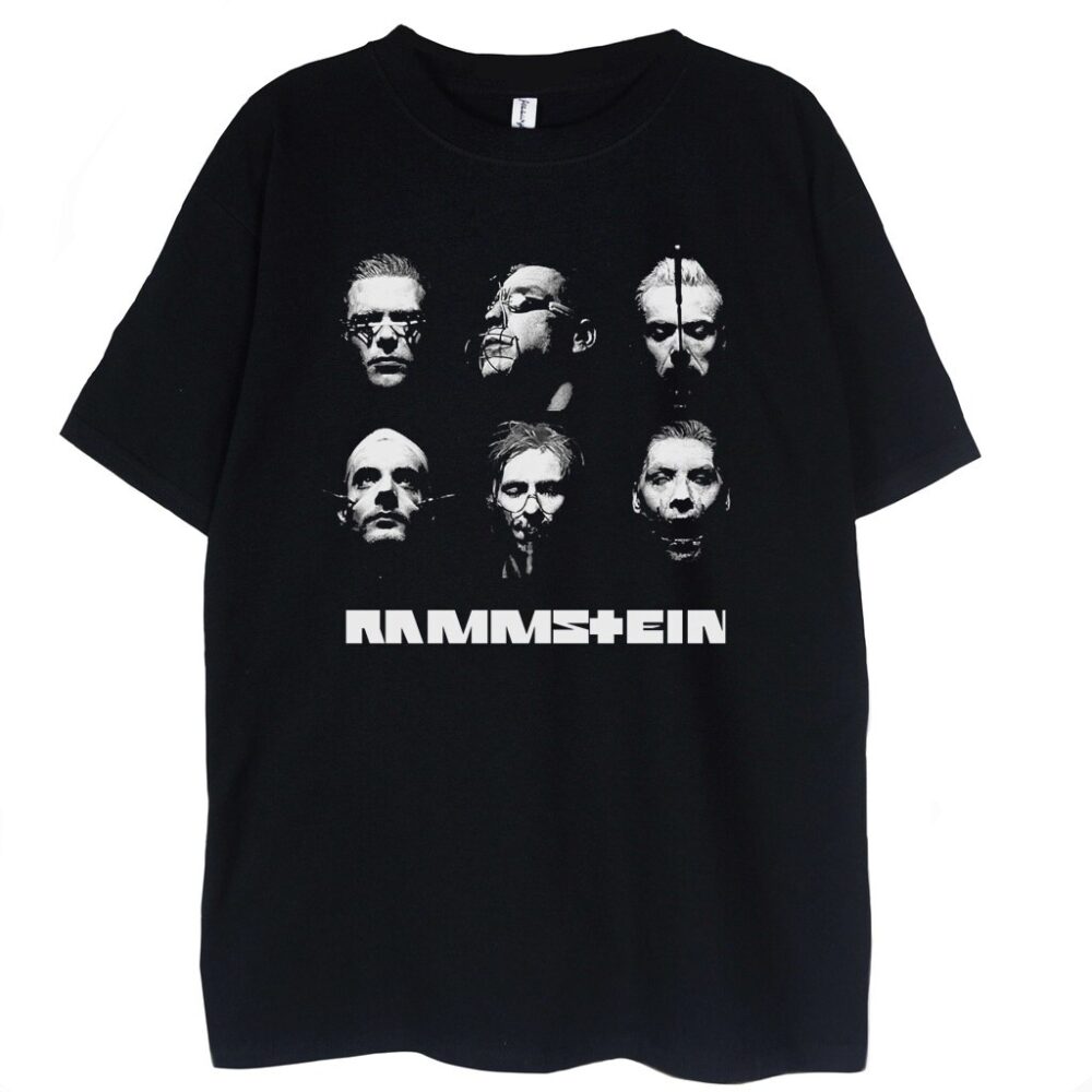 t-shirt czarny z grafiką Rammstain Głowy