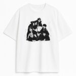 Biała koszulka unisex z fanowskim nadrukiem K-pop na przodzie