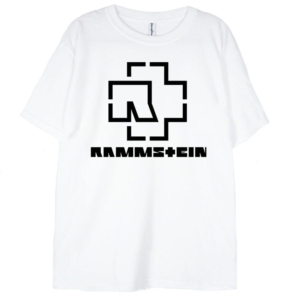 t-shirt biały z grafiką Rammstain Logo