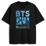 Koszulka BTS ARMY czarna z dużym nadrukiem z przodu