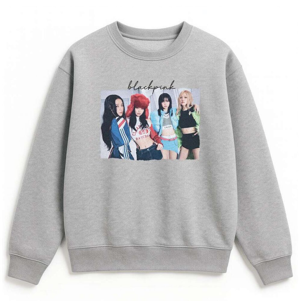 Bluza Blackpink Shut Down szara miła w dotyku z motywem Blackpink