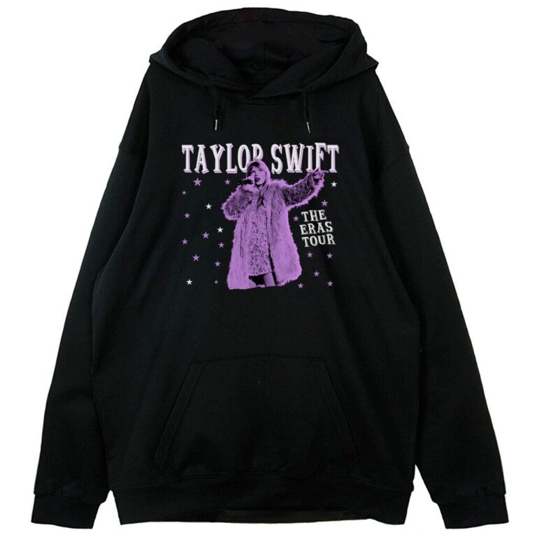 Czarna bluza z kapturem z grafiką Taylor Swift Purple The Eras Tour
