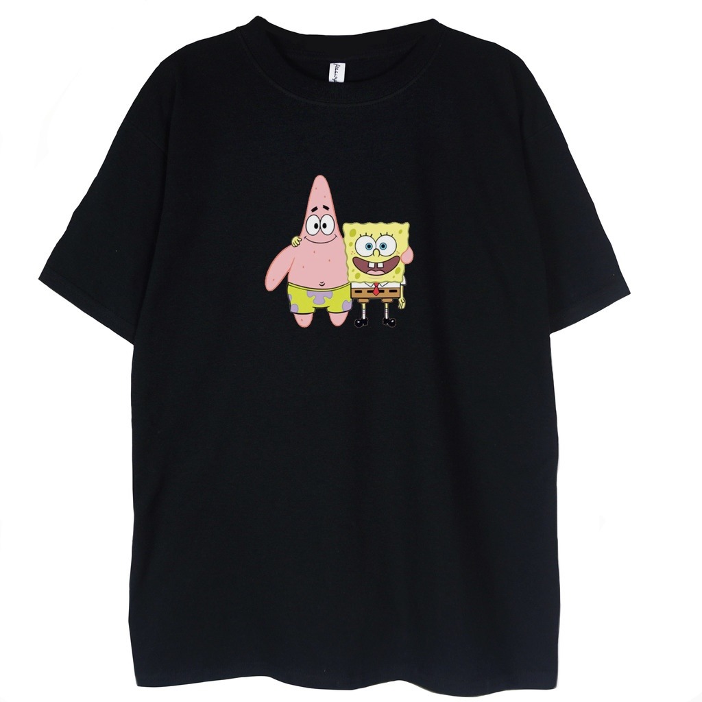 czarna koszulka z grafiką spongebob and patrick