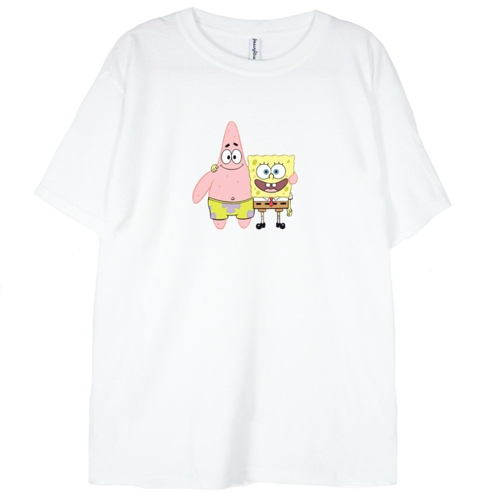 biała koszulka z nadrukiem spongebob and patrick