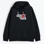 Czarny hoodie Depeche Mode Memento Mori z białym logo i czerwoną różą na przodzie