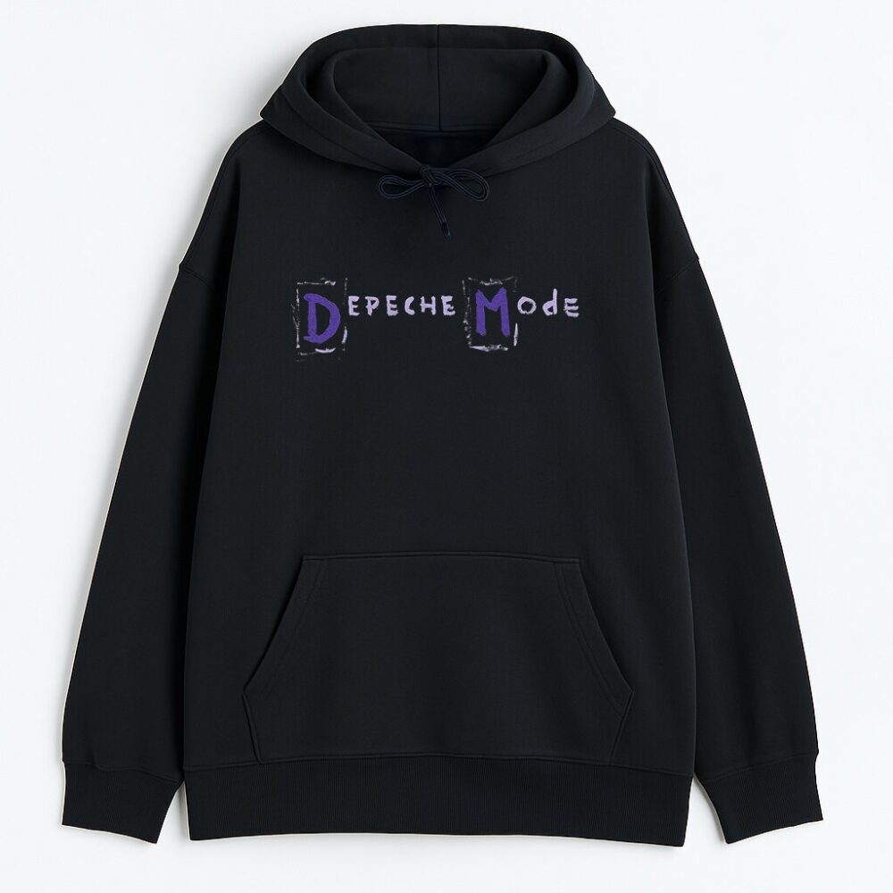 Czarny hoodie Depeche Mode Vintage z fioletowym logo na przodzie
