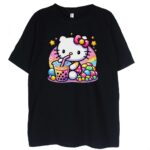 czarna koszulka hello kitty bubble tea
