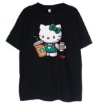 czarna koszulka hello kitty coffee