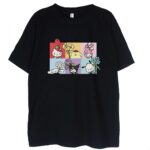 czarna koszulka sanrio flowers