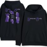 Podwójny widok czarnego hoodie Depeche Mode Vintage: plecy i przód