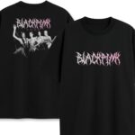 T-shirt Blackpink goth kombinowany widok przód i tył z gotyckim designem