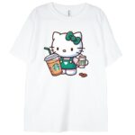 biała koszulka hello kitty coffee