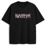 T-shirt Blackpink goth przód z gotyckim logo w różowo-czarnym gradiencie