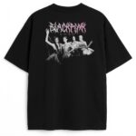 T-shirt Blackpink goth tył z wizerunkiem Jennie Jisoo Rosé Lisa w dramatycznych pozach