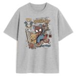 t-shirt spidercat szary - koszulka z kotem komiks