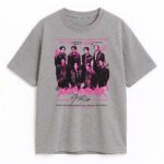 Szary T-shirt Stray Kids – koszulka z hasłem You Make Stray Kids Stay i członkami zespołu