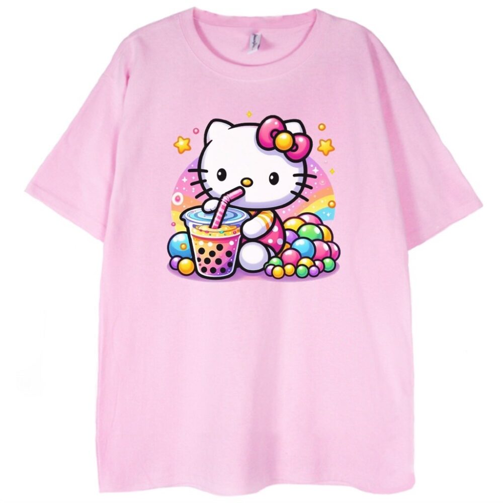 różowa koszulka hello kitty bubble tea
