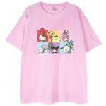 różowa koszulka sanrio flowers