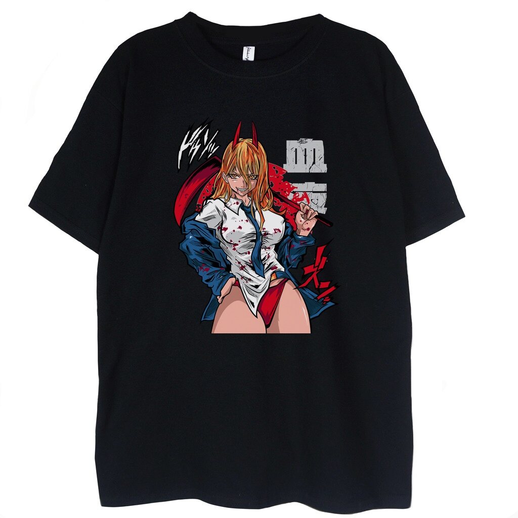 Czarna koszulka devil anime girl