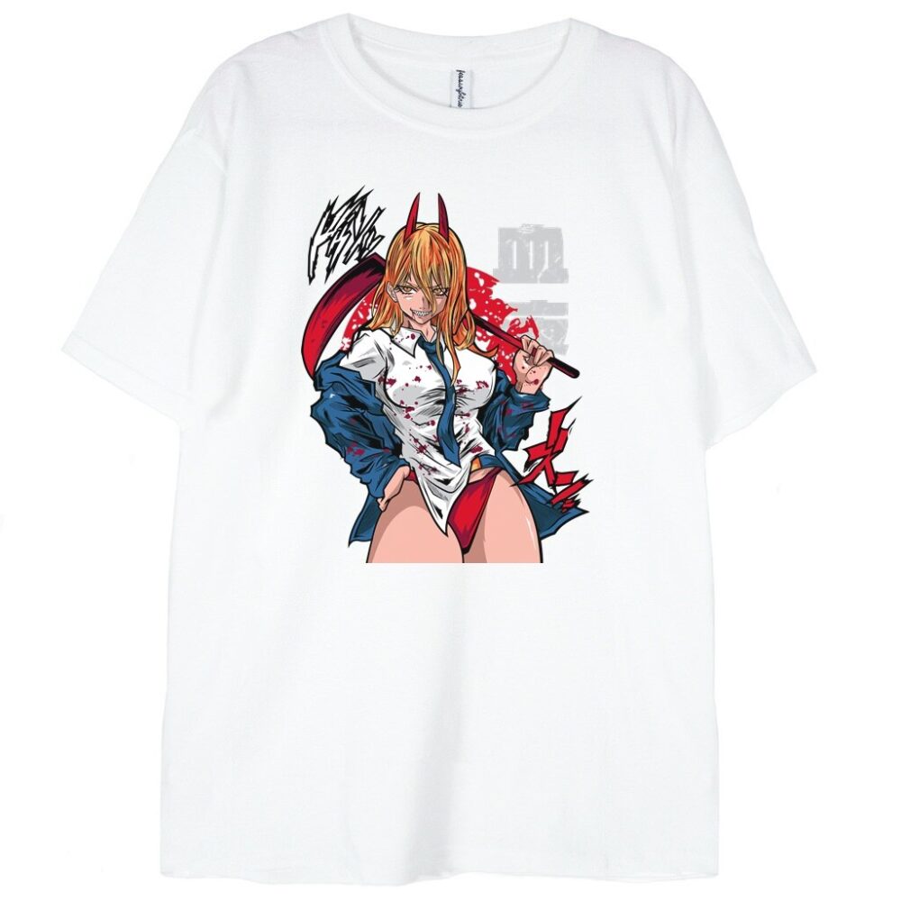 biała koszulka devil anime girl
