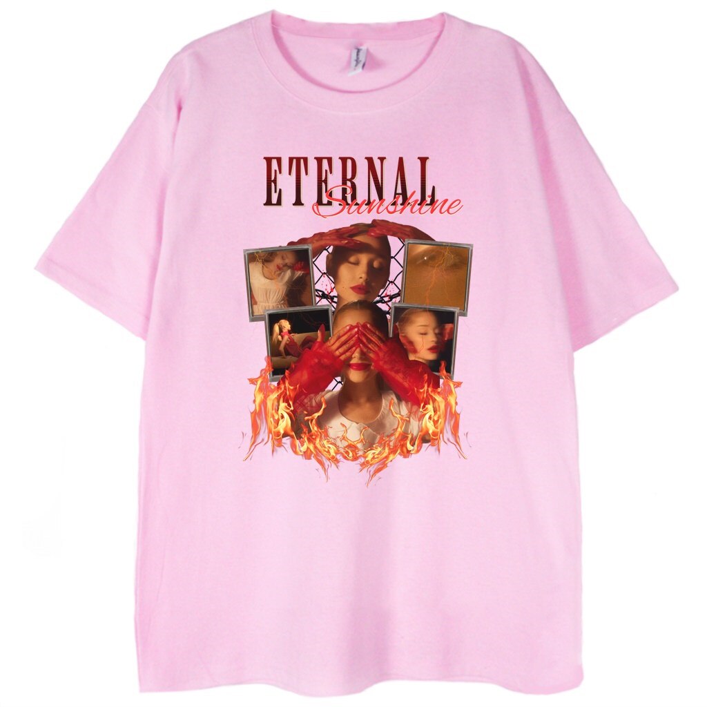 różowa koszulka ariana grande eternal sunshine fire