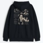 Tył bluzy Lana Del Rey Happiness is a Butterfly z kolażem i tekstem