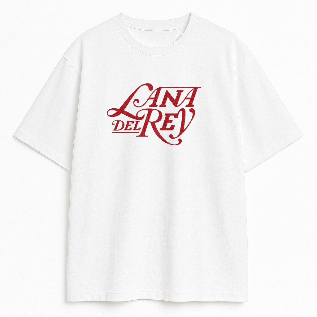 Biała koszulka z czerwonym logo Lana Del Rey – klasyczny styl