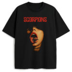 Czarna koszulka Scorpions Venom Kiss z grafiką ust i skorpiona