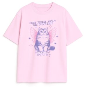 t-shirt cat fairy różowy - pastelowa koszulka z kotem