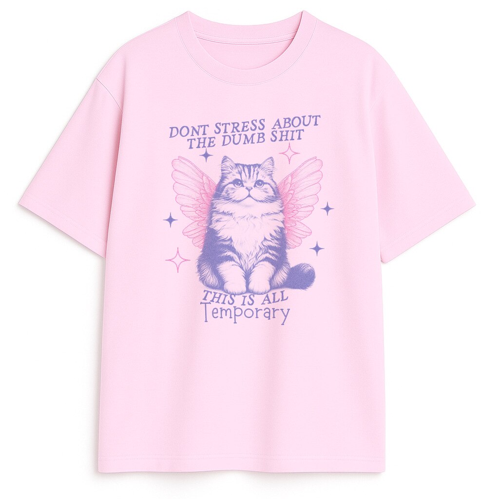 t-shirt cat fairy różowy - pastelowa koszulka z kotem