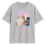 szary t-shirt z kotami ombre cute cat club