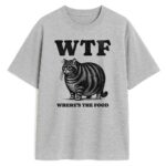 t-shirt wtf cat szary - koszulka z kotem i napisem
