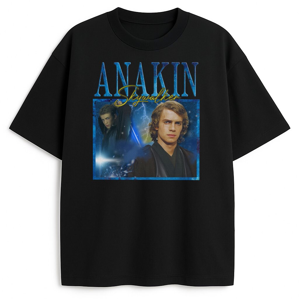 T-shirt retro z Anakinem Skywalkerem, dynamiczny nadruk i klimat Gwiezdnych Wojen