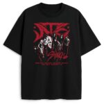 T-shirt Stray Kids Ate czarny – intensywny fan merch z czerwonym logiem