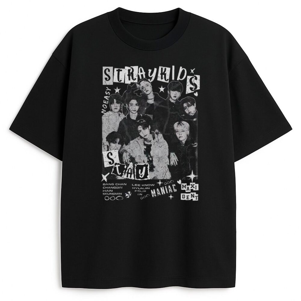 T-shirt Stray Kids Oldschool czarny – retro merch z grafiką STAY