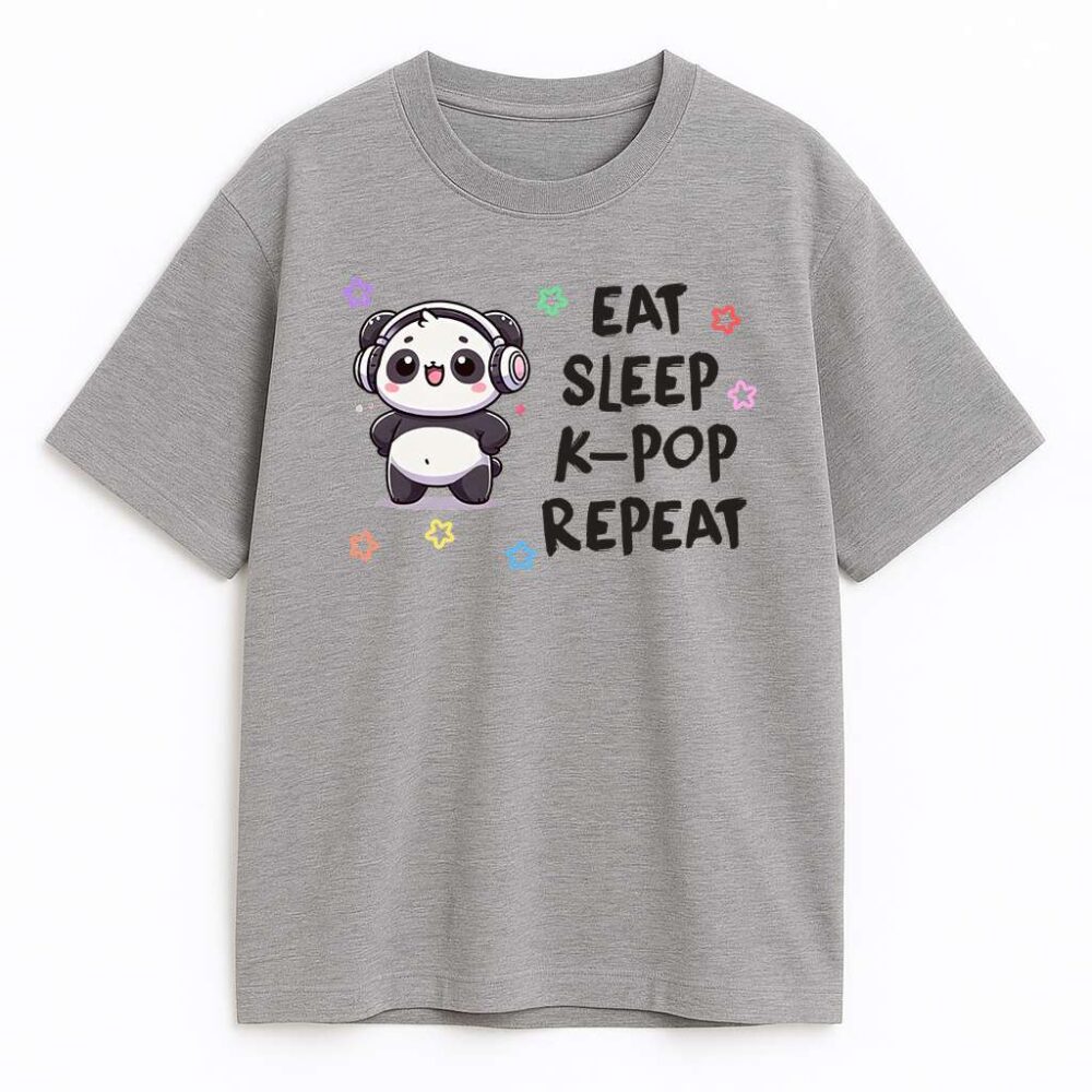 T-shirt Eat Sleep K-pop Repeat Panda — zdjęcie 4