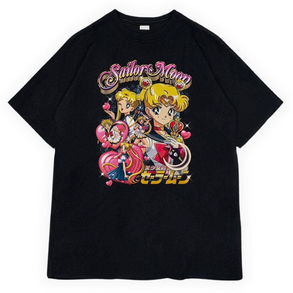 czarna koszulka przód sailor moon bootleg t-shirt Sailor Moon Usagi Tsukino Bootleg - obrazek 1