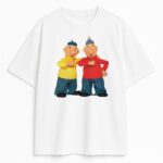 T-shirt Sąsiedzi Pat i Mat biały – kolorowy nadruk postaci