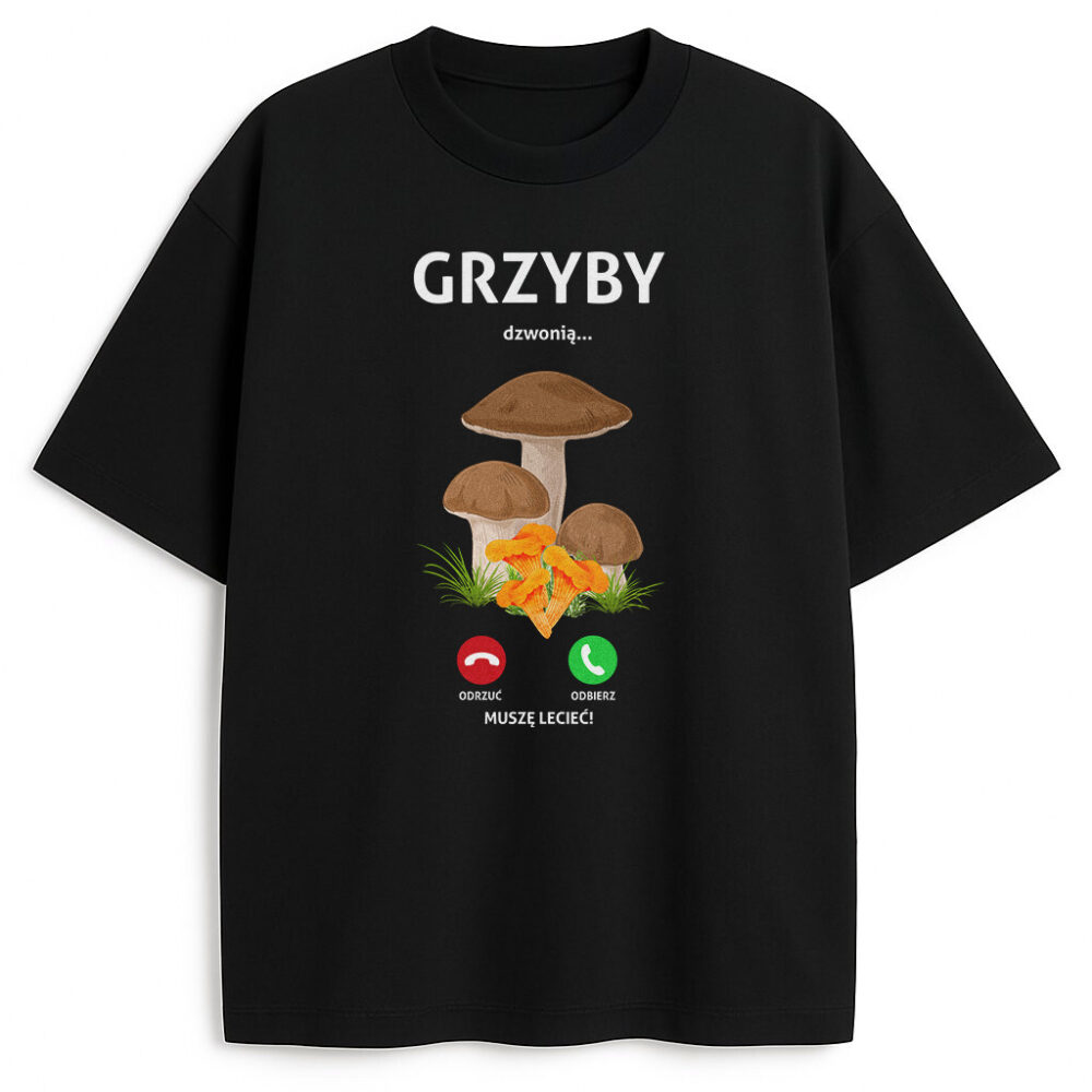 czarny t-shirt z motywem połączenia od kapeluszy
