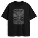 Czarna koszulka Metallica The Black Album z grafiką czaszek i sieci