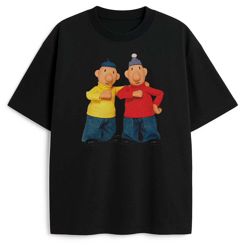 T-shirt Sąsiedzi Pat i Mat czarny – zabawny nadruk postaci