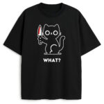 t-shirt what bad cat czarny - śmieszna koszulka z kotem