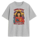 szara koszulka dziewczyna z kotami komiksowy styl