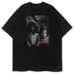 czarna koszulka z nadrukiem jean reno natalie portman oldman 90s